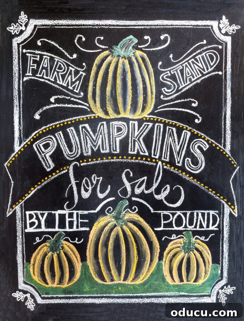 Autumn Decor Prep 4 Chalkboard art for fall. Free printable with pumpkins - farm fresh pumpkins for sale by the pound.