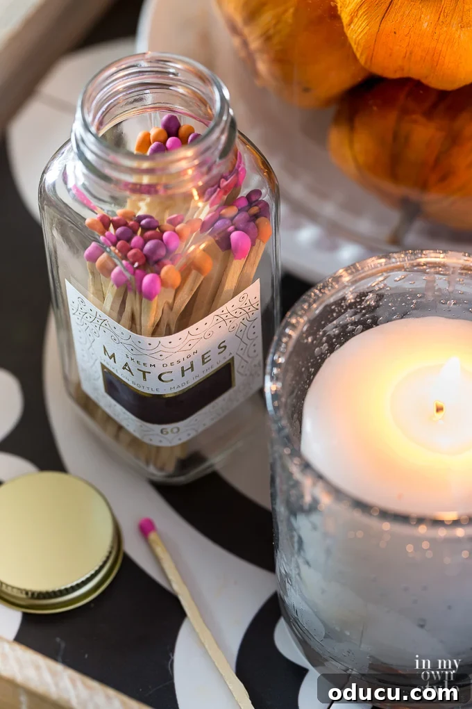 Harvesting Styles: Autumnal Allure 3 Pink and orange tipped matches on table, fall decor