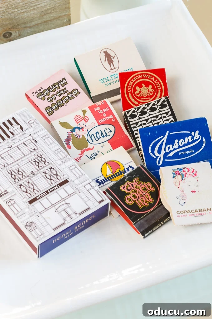 Curating Your Matchbook Collection 2 Collection of matchbooks on a pretty plate on a coffee table. Use What You Have Home Decorating Ideas