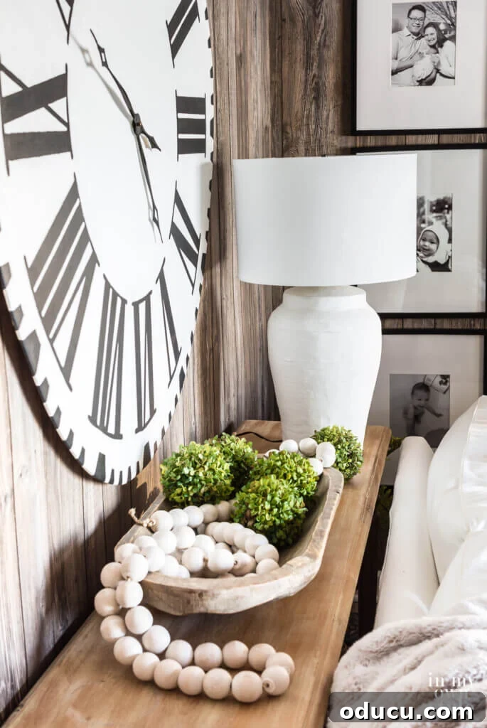 Transform Any Lamp: Add a Dimmer Socket in Minutes 4 DIY makeover of an ugly table lamp. After image of the newly transformed lamp on a sofa table.