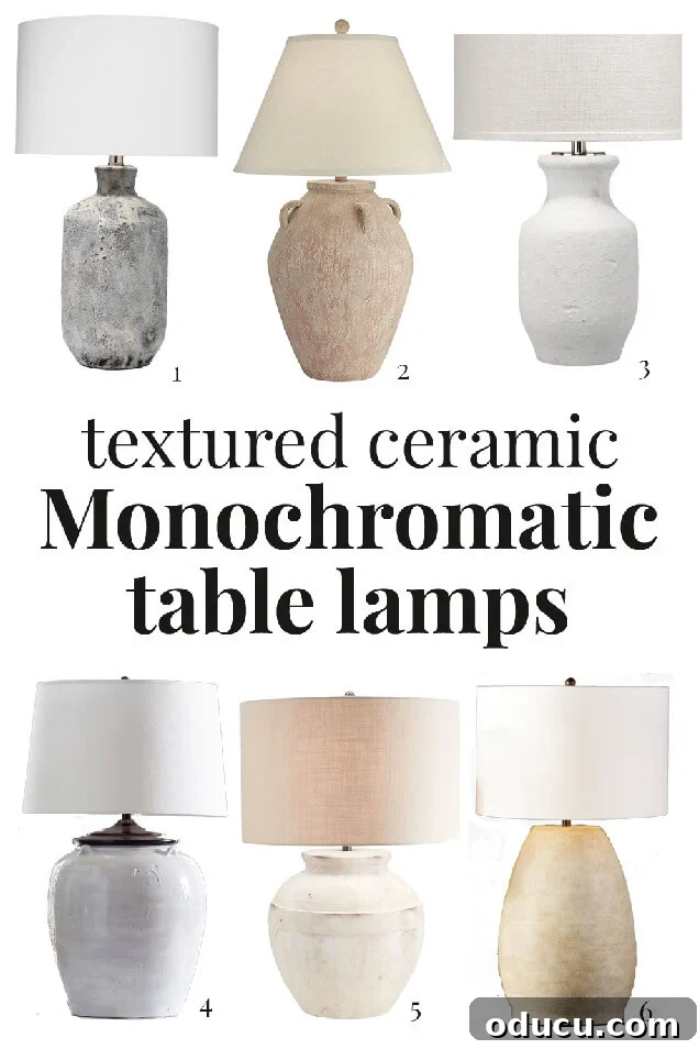 Thrifted Lamp Glow Up 14 A curated selection of textured ceramic monochromatic table lamps, popular in modern and farmhouse decorating styles, that inspired the DIY makeover.