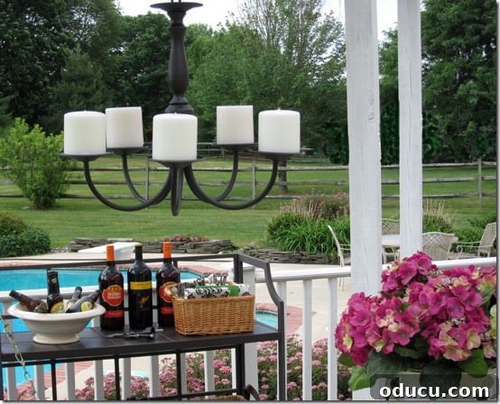 Inexpensive DIY project: How to use thrift store finds to decorate your patio, porch, or deck, creating a stylish look on a budget.