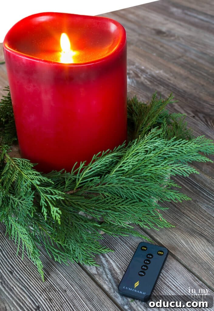 Effortless Christmas Table Wreath Crafts 2 Christmas table wreath ideas. Use a large red pillar style battery operated candle on table.