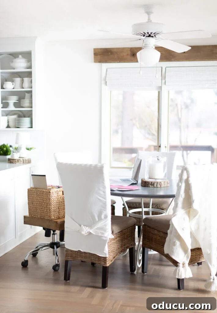 Creative File Solutions for Your Home Workspace 16 Organized kitchen space functioning as a productive work-from-home office.