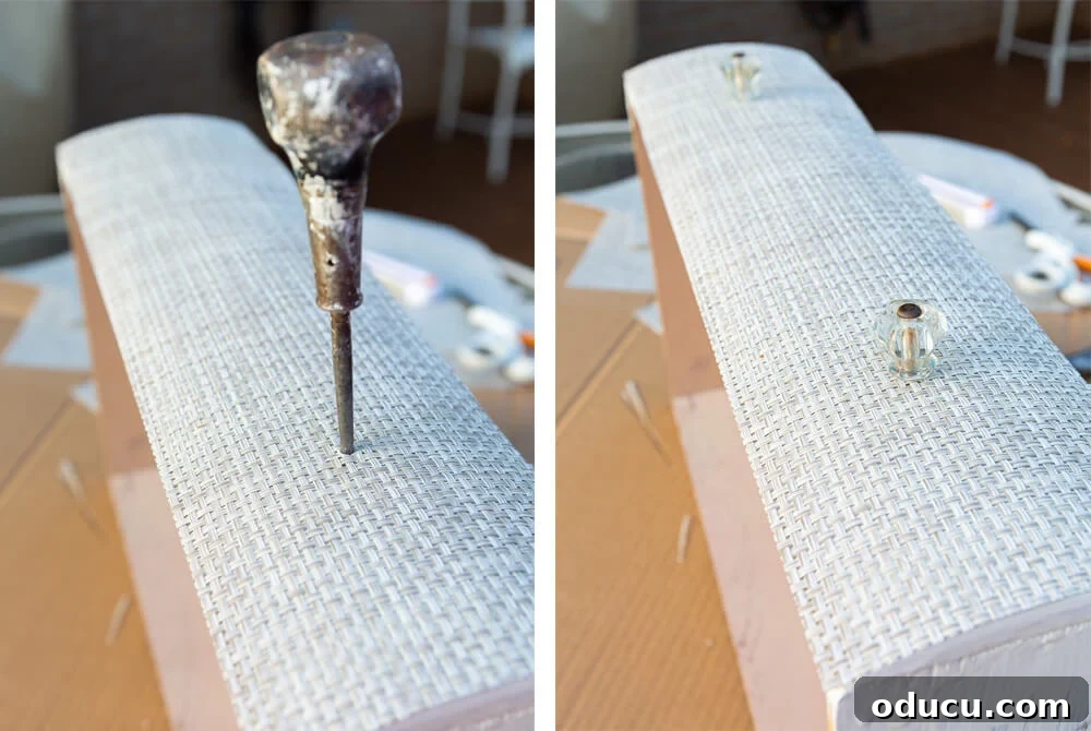 Textured Drawer Bedside Table Revamp 13 How-to-attach-drawer-handles-on-woven-drawer-front-dresser
