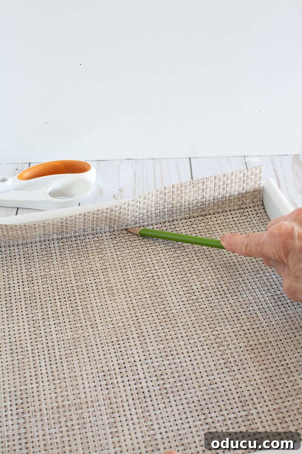 Textured Drawer Bedside Table Revamp 15 how to line a tray with woven material