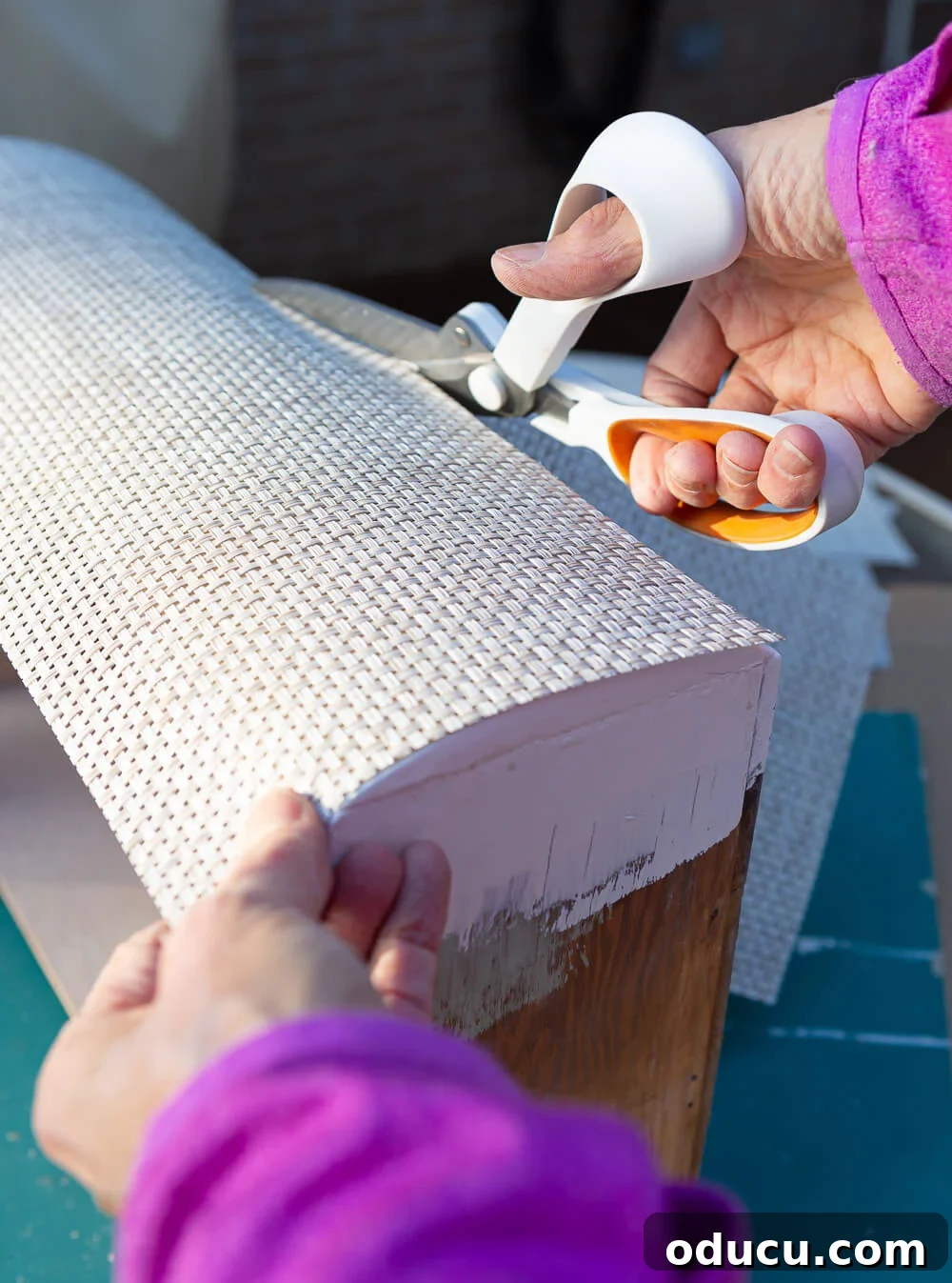Textured Drawer Bedside Table Revamp 9 Cutting placemat to size of drawer front