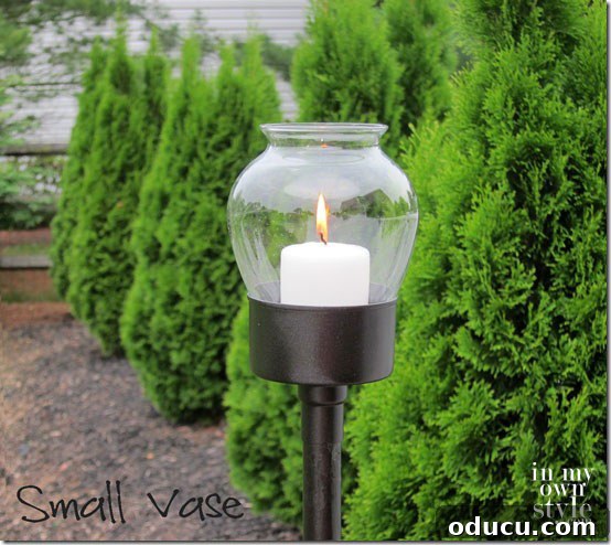 Outdoor lighting Tuna can lantern using a small vase Outdoor lighting Tuna can lantern using a small vase