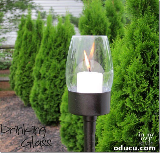 Upcycled Tuna Can Garden Lanterns 3 Drinking-glass-tuna can lantern