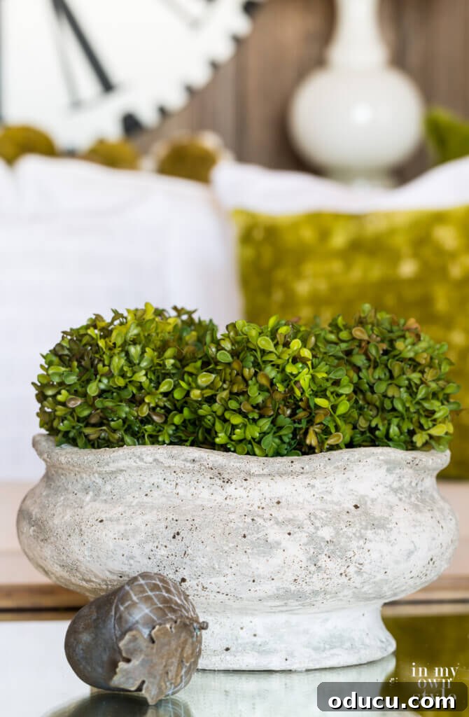 The Evolution of My Living Room Style 25 Finished Planter Now with an Aged Concrete finish.