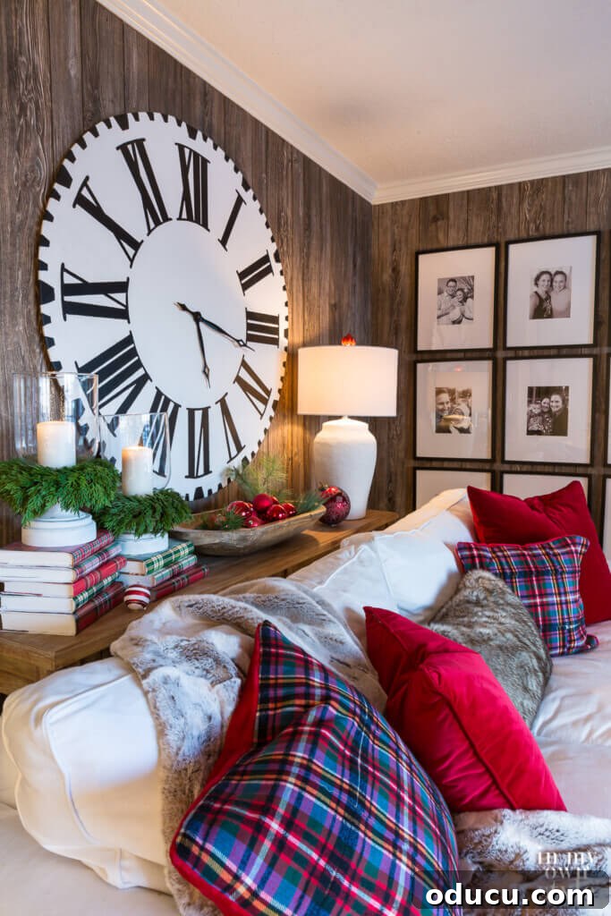 The Evolution of My Living Room Style 32 Christmas decorated living room using red and plaid.