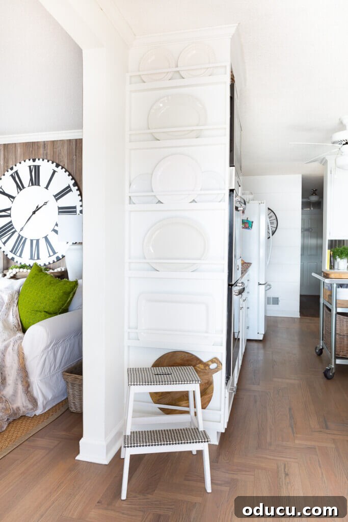 The Evolution of My Living Room Style 34 Floor to ceiling built in DIY plate rack wall