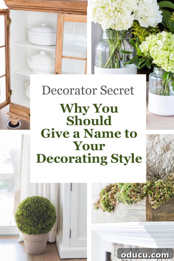 Uncover Your Personal Decorating Style 17 Graphic explaining the decorator secret: why naming your decorating style helps create an authentic home.