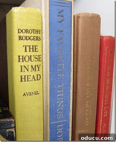 Uncover Your Personal Decorating Style 2 Vintage home decorating books by Dorothy Rogers on a bookshelf