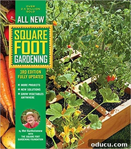 The cover of the Square Foot Gardening book, a comprehensive guide for efficient vegetable cultivation.