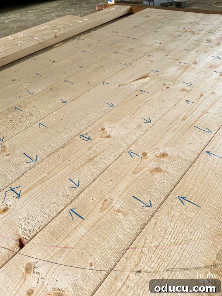 Crafting a Custom Round Wood Kitchen Tabletop 11 mark underside of table top where to make pocket holes