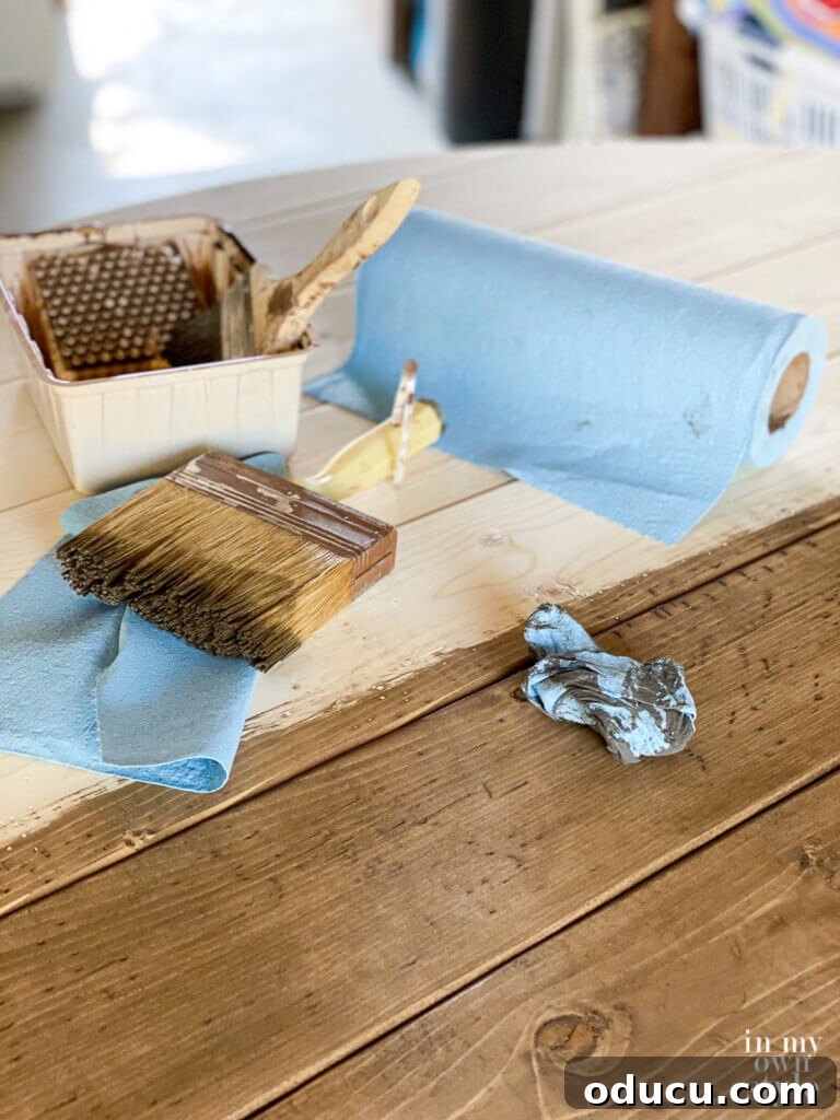 Crafting a Custom Round Wood Kitchen Tabletop 25 How to Stain a DIY table made with pine boards.