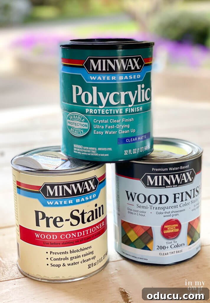 Crafting a Custom Round Wood Kitchen Tabletop 29 Polycrylic and wood stains I used