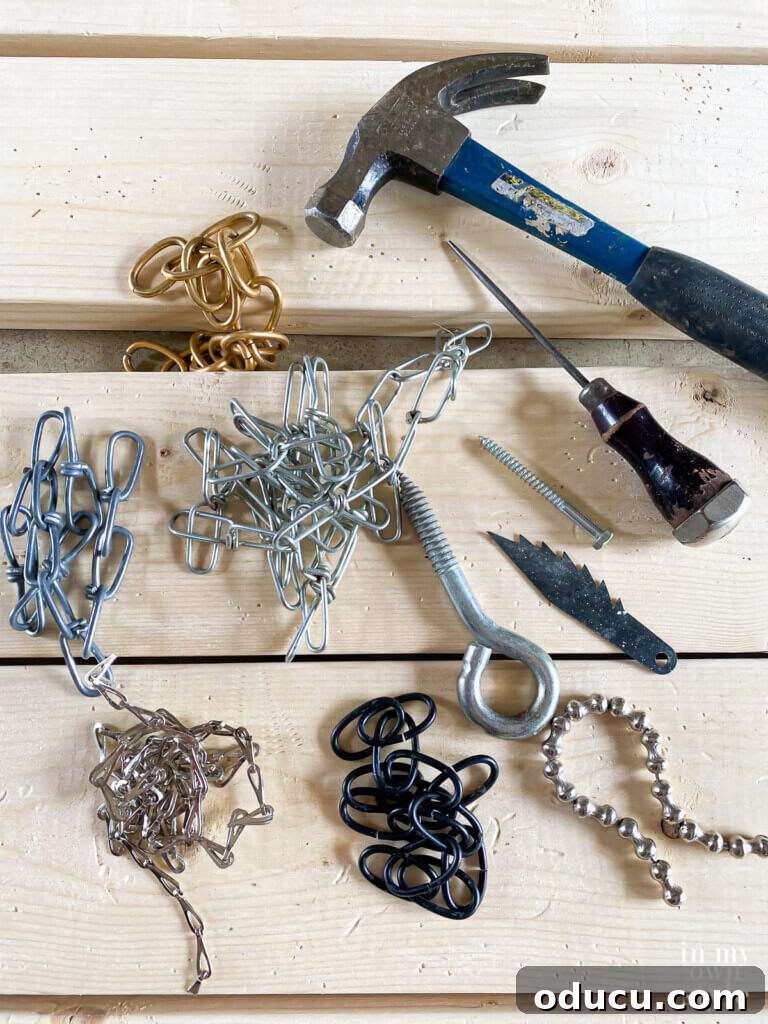 Crafting a Custom Round Wood Kitchen Tabletop 7 Items to use to distress boards to make new wood look old.