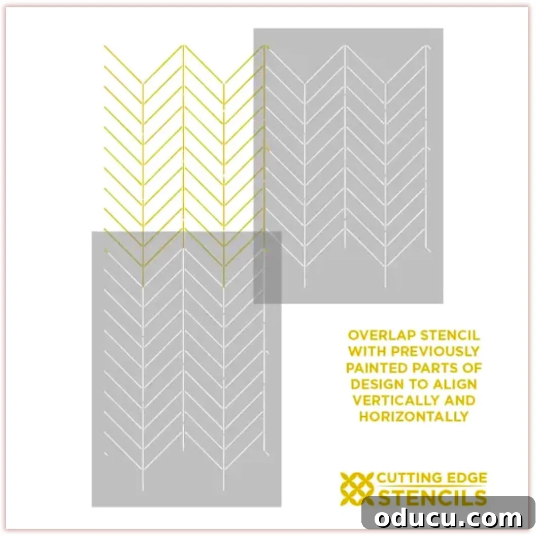 Transform Your Concrete Porch or Patio with Paint and Stencils 9 How-to-line-up-and-overlap-a-stencil-to-repeat-the-pattern