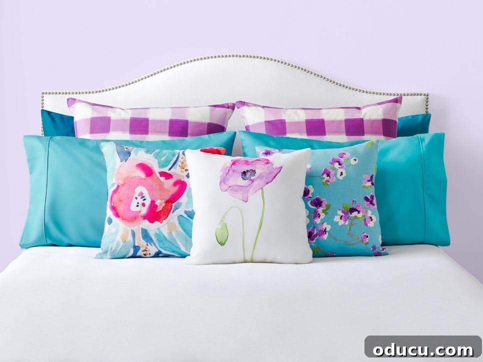 Personalize Your Sanctuary: Mix & Match Bedding 15 Pillow styling ideas for beds using a lot of decorative pillows.