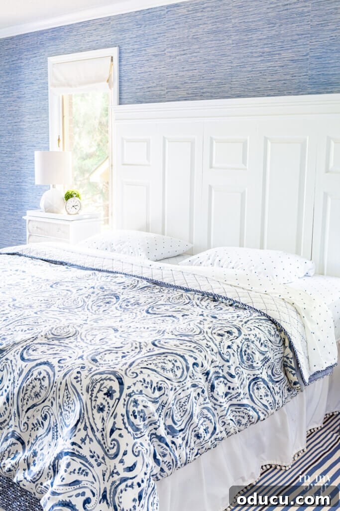 Personalize Your Sanctuary: Mix & Match Bedding 18 navy blue and white mix and match bedding on a king size bed