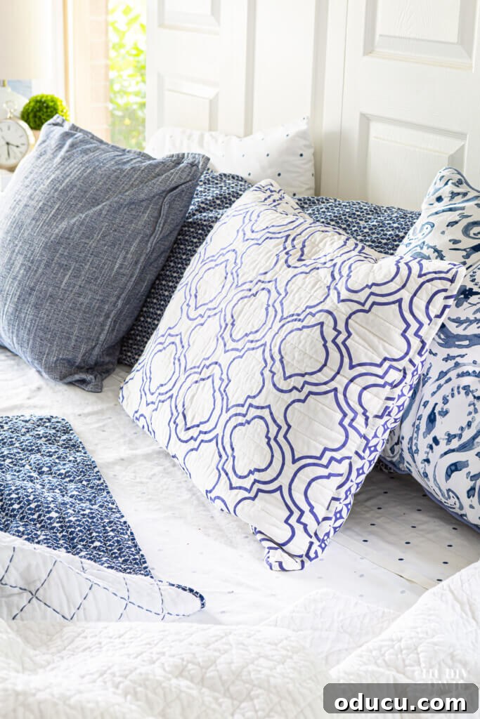 Personalize Your Sanctuary: Mix & Match Bedding 8 Blue and white pillow sham covers