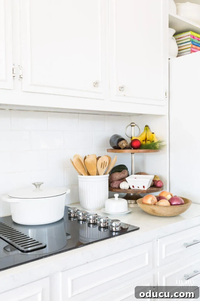 Kitchen Counter Harmony: Blending Function and Style 13 Small kitchen counter decorating idea that is functional.