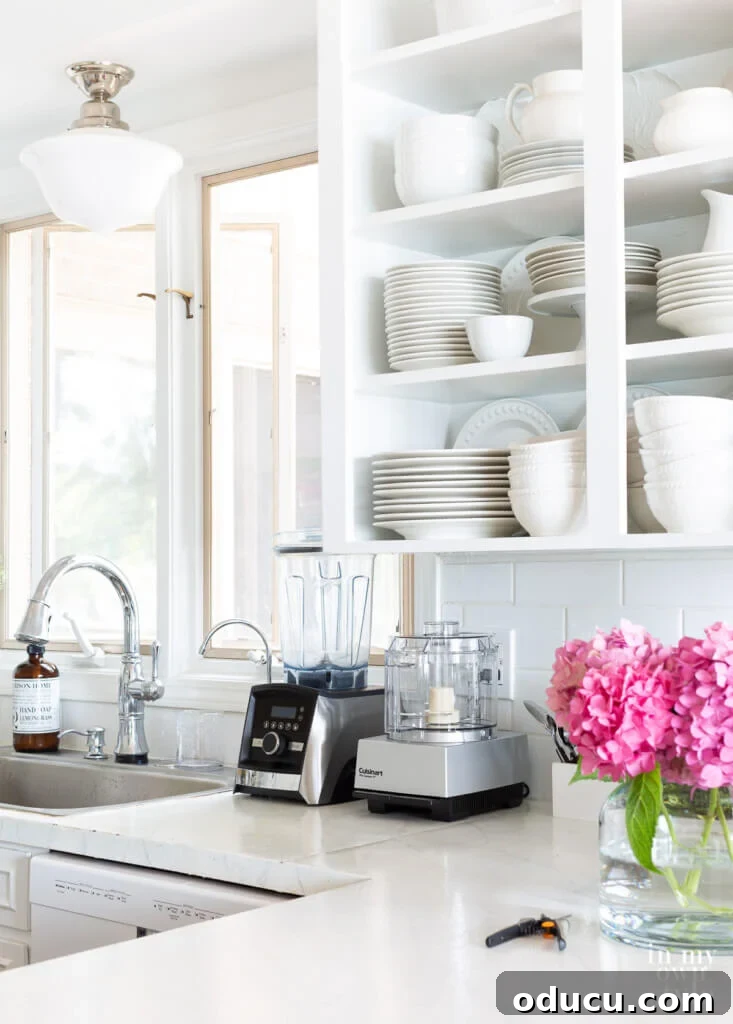Kitchen Counter Harmony: Blending Function and Style 3 Small Kitchen and how to fit appliances on the counter in a pretty way.