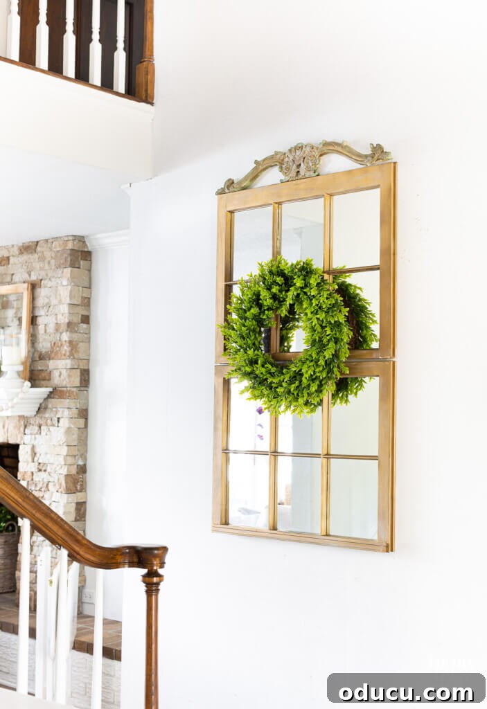 What can you do with an old wood window frame? Make a decorative mirror. Explore more decorating ideas for repurposed old window frames.