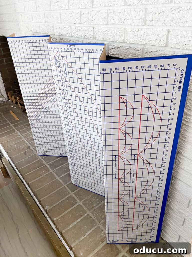 DIY Fireplace Cover Seamlessly Built 8 Easy DIY fireplace screen for summer made using a cardboard pattern cutting board.