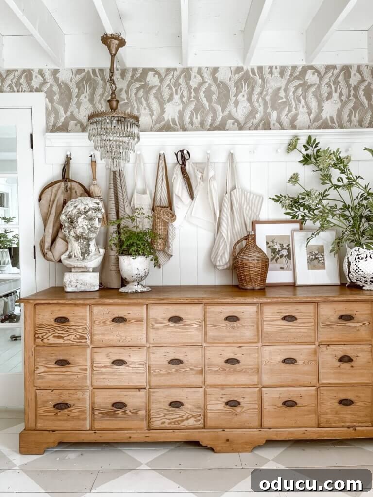 Beautifully styled dresser from Liz Marie blog in a vintage-inspired room, showcasing antique charm.