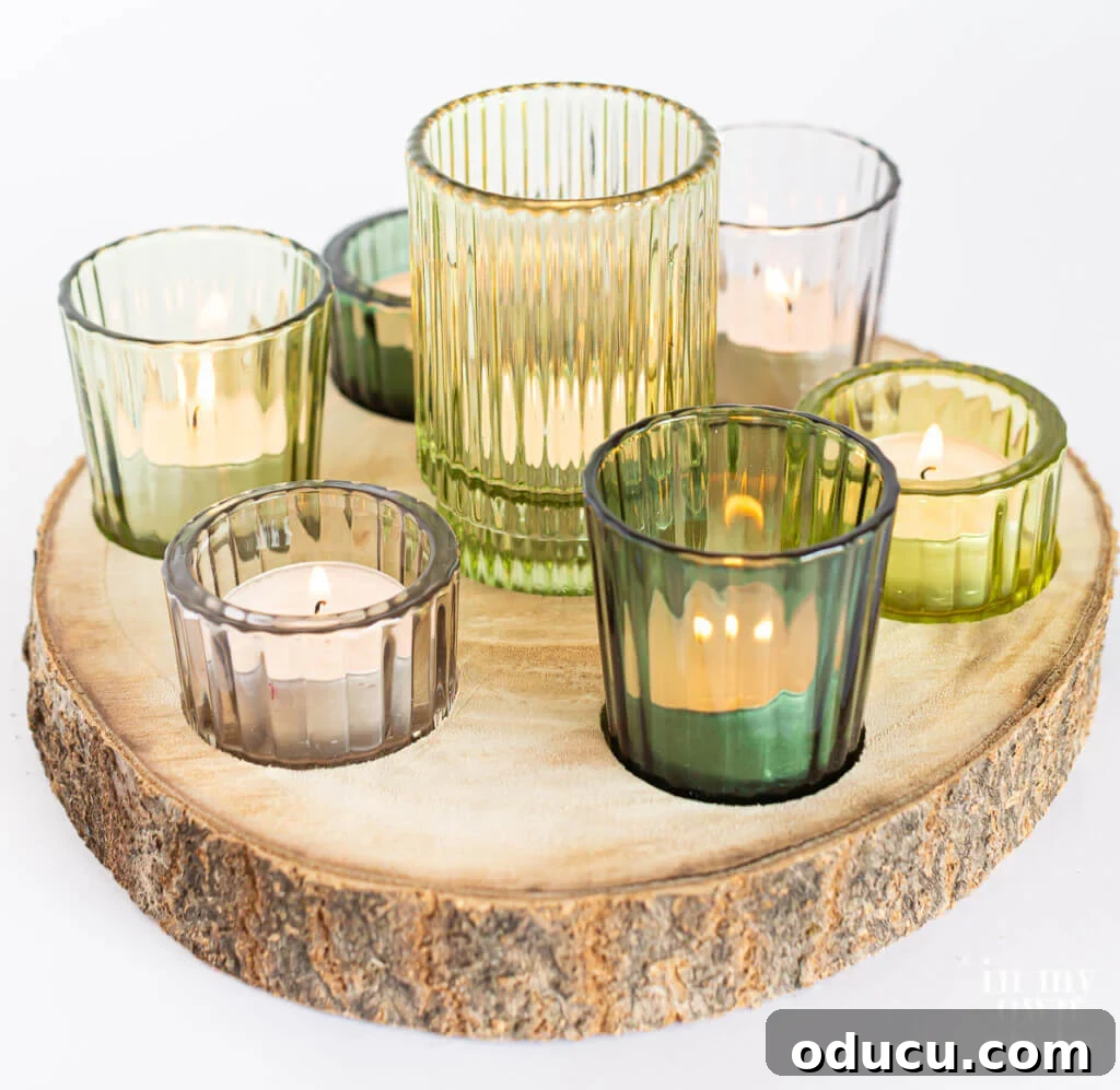 Woodland Inspired DIY Tealight Holders 7 DIY tea light holder using a wood slice from a tree.
