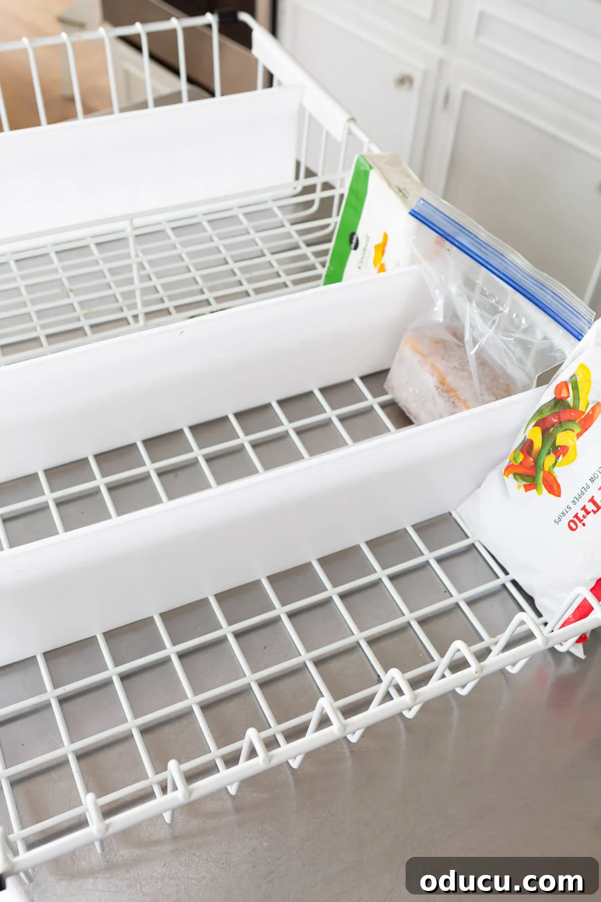 DIY Freezer Drawer Organization Hacks 9 Measure for freezer divider placement using the actual contents in the freezer.