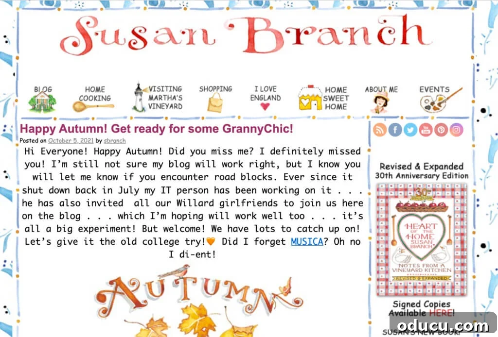 The Style Edit 2 Susan Branch autumn blog post featuring charming watercolors and cozy home scenes
