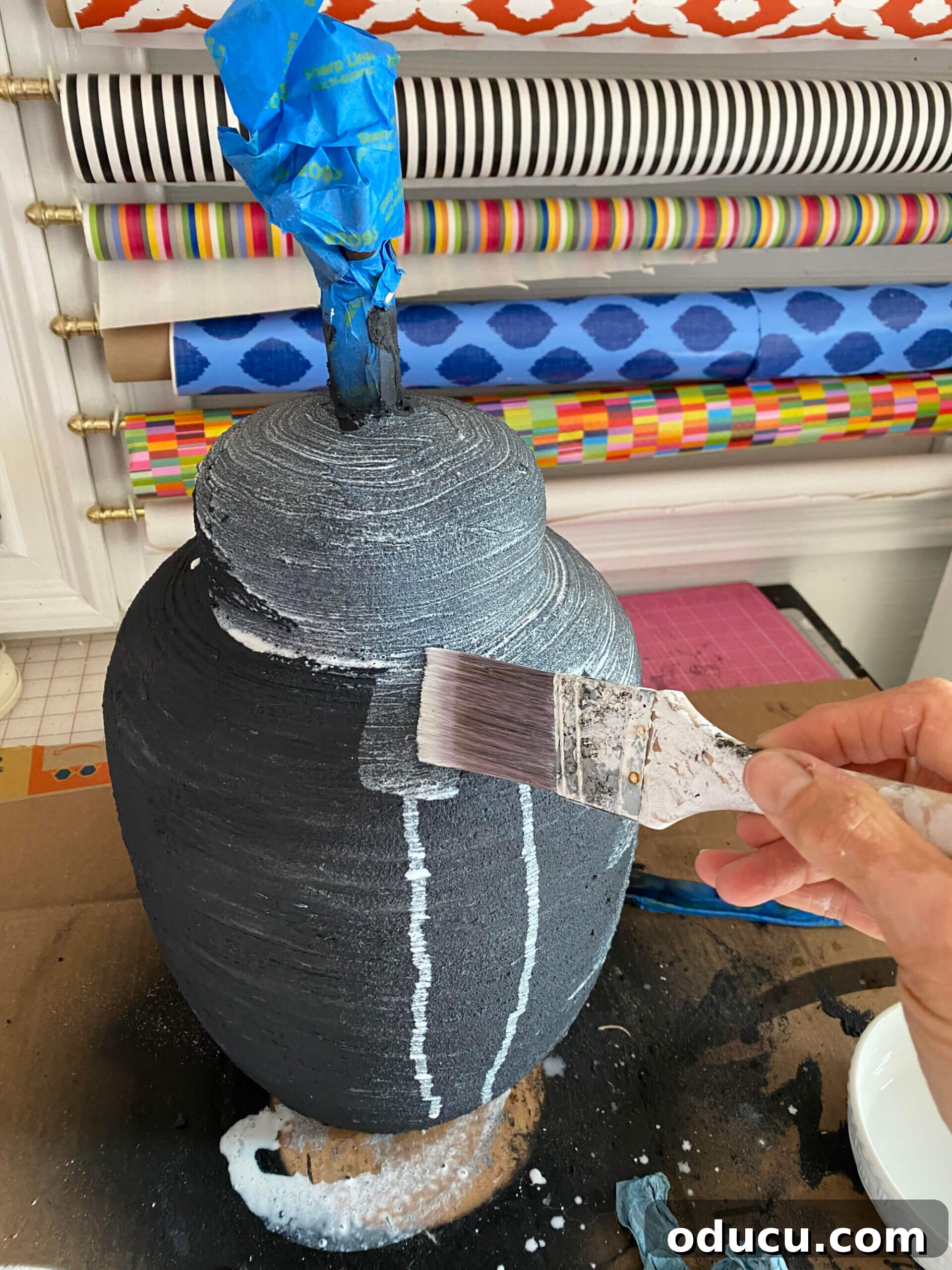 Craft Stunning Table Lamps for Less 10 Whitewashing over textured black painted lamp base.