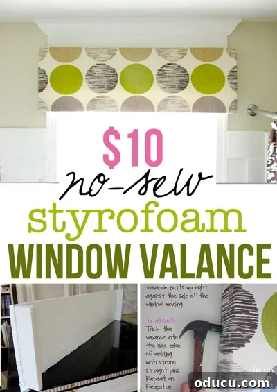 DIY No-Sew Box Valance: Simple Window Style 4 No-sew window treatment made with Styrofoam insulation