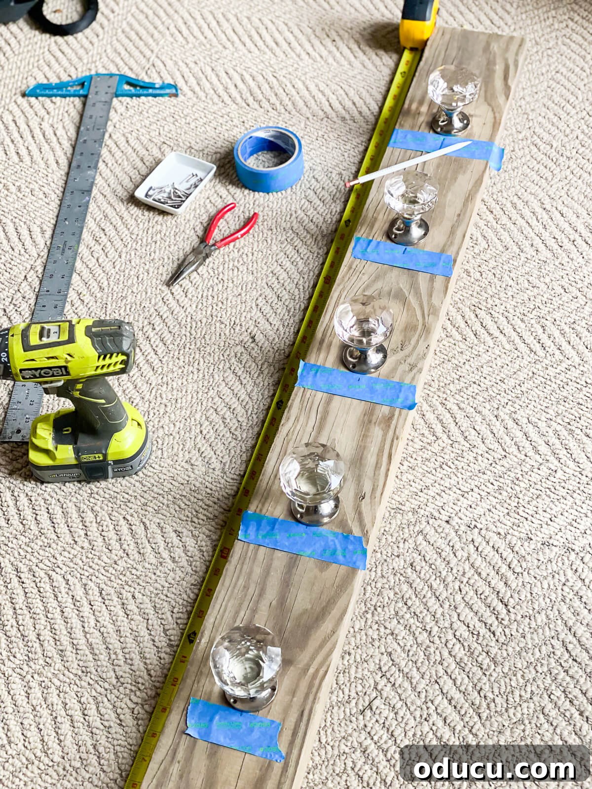 Making a DIY wall mounted blanket rack.