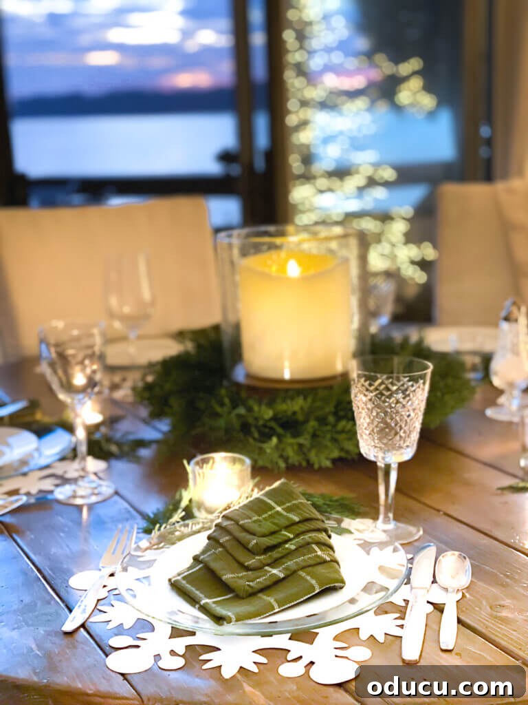 Festive Without the Fuss: Our Christmas Home Tour 24 A breathtaking view of the lake at sunset from inside the house, showcasing nature's beauty.