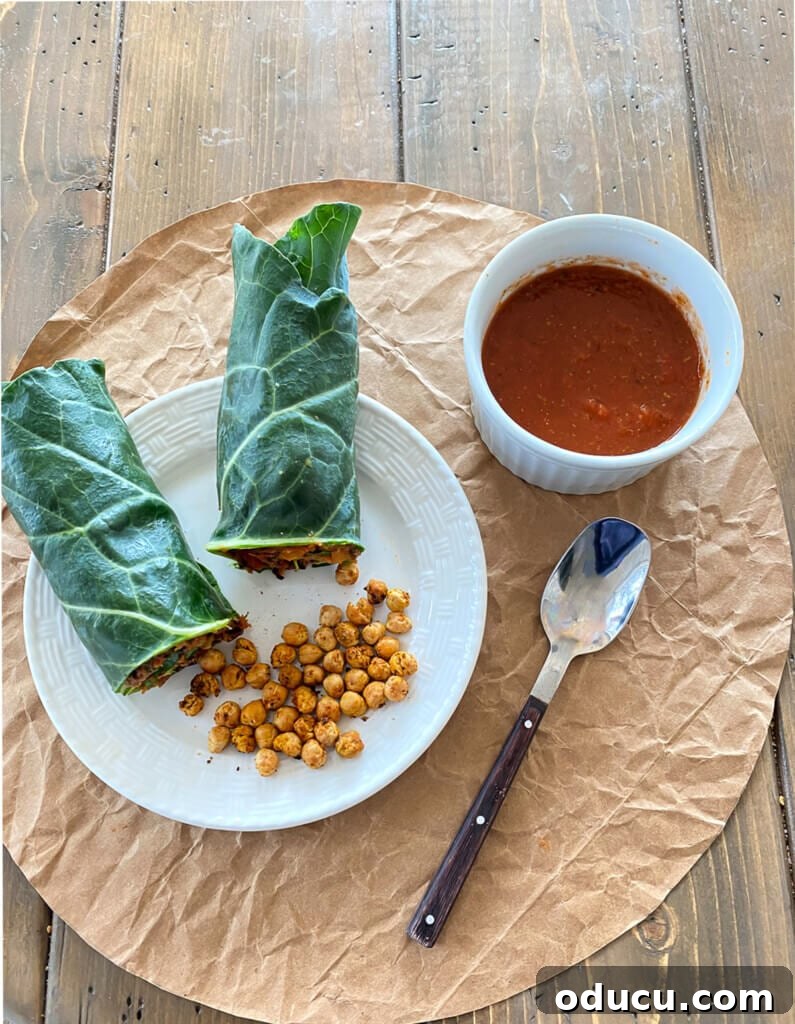 Effortless Vegan Collard Green Wraps 2 Collard green wrap and soup healthy lunch