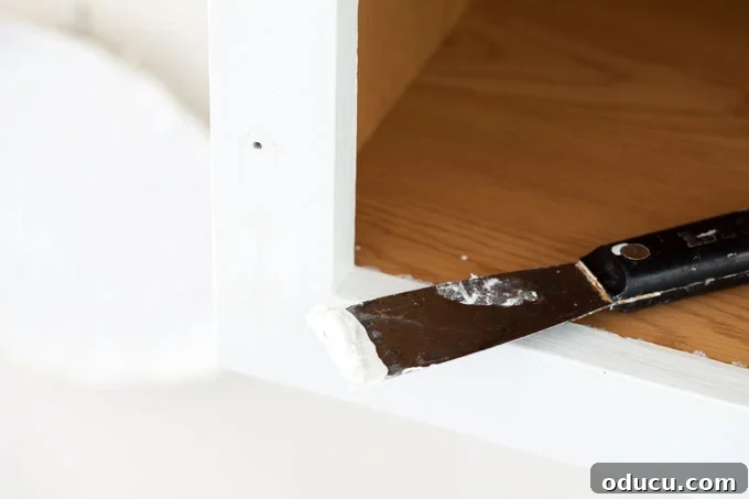 Open Kitchen Shelving: Cabinet Door Removal 17 How to fill a hole with Spackle