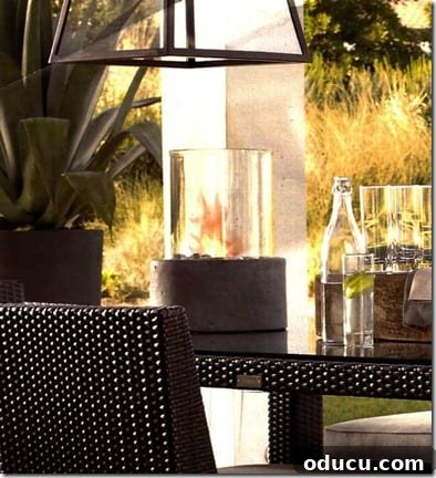 Restoration Hardware Inspired Tabletop Concrete Fire Column on a Table