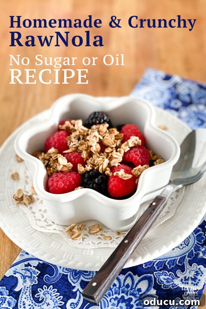 A healthy granola alternative called Rawnola, elegantly presented.