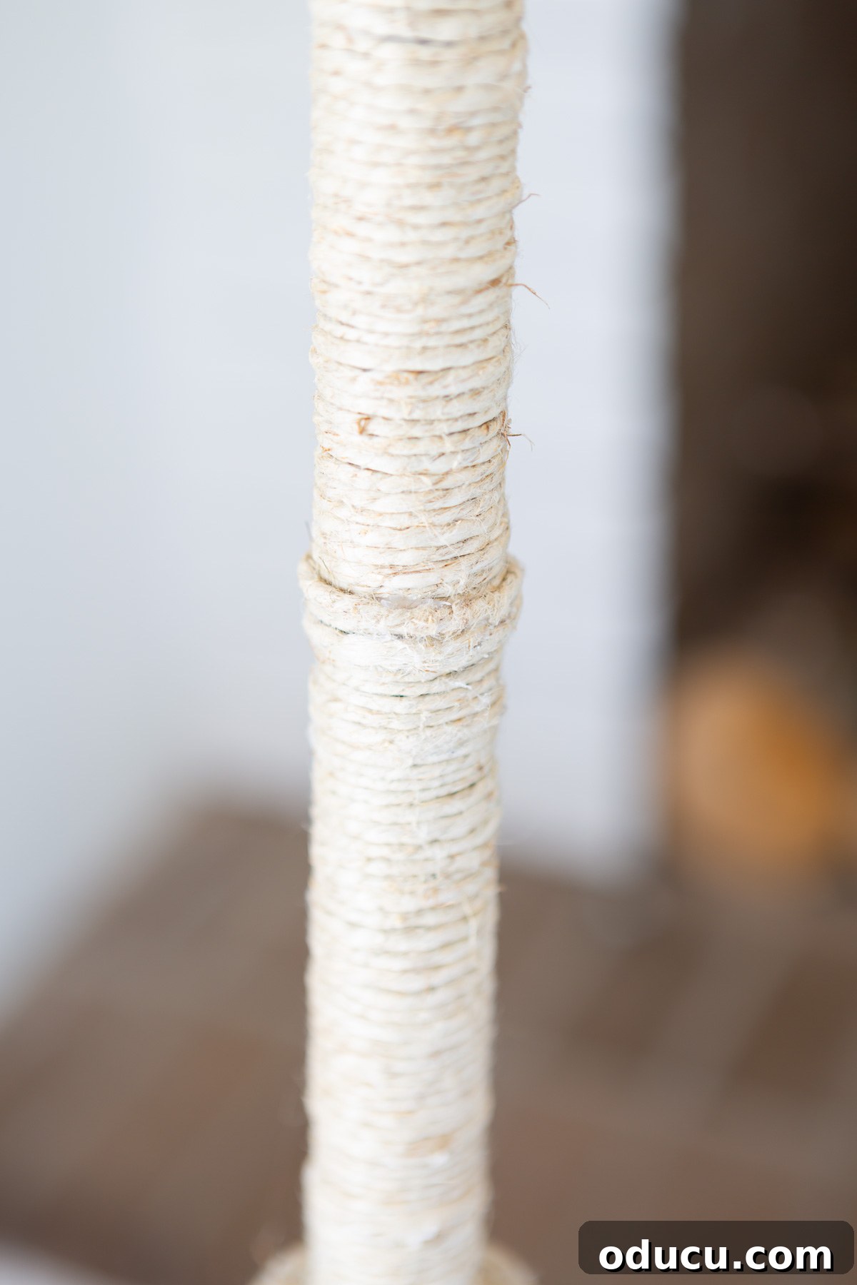 Stunning Floor Lamp Makeover for Less Than Ten Bucks 11 close up of polished hemp cord wrapped floor lamp pole.