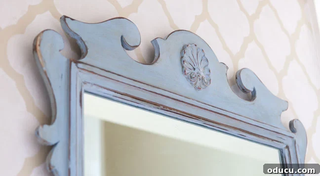 Effortless Glaze Finishes for Furniture 23 Dark wax over paint on mirror