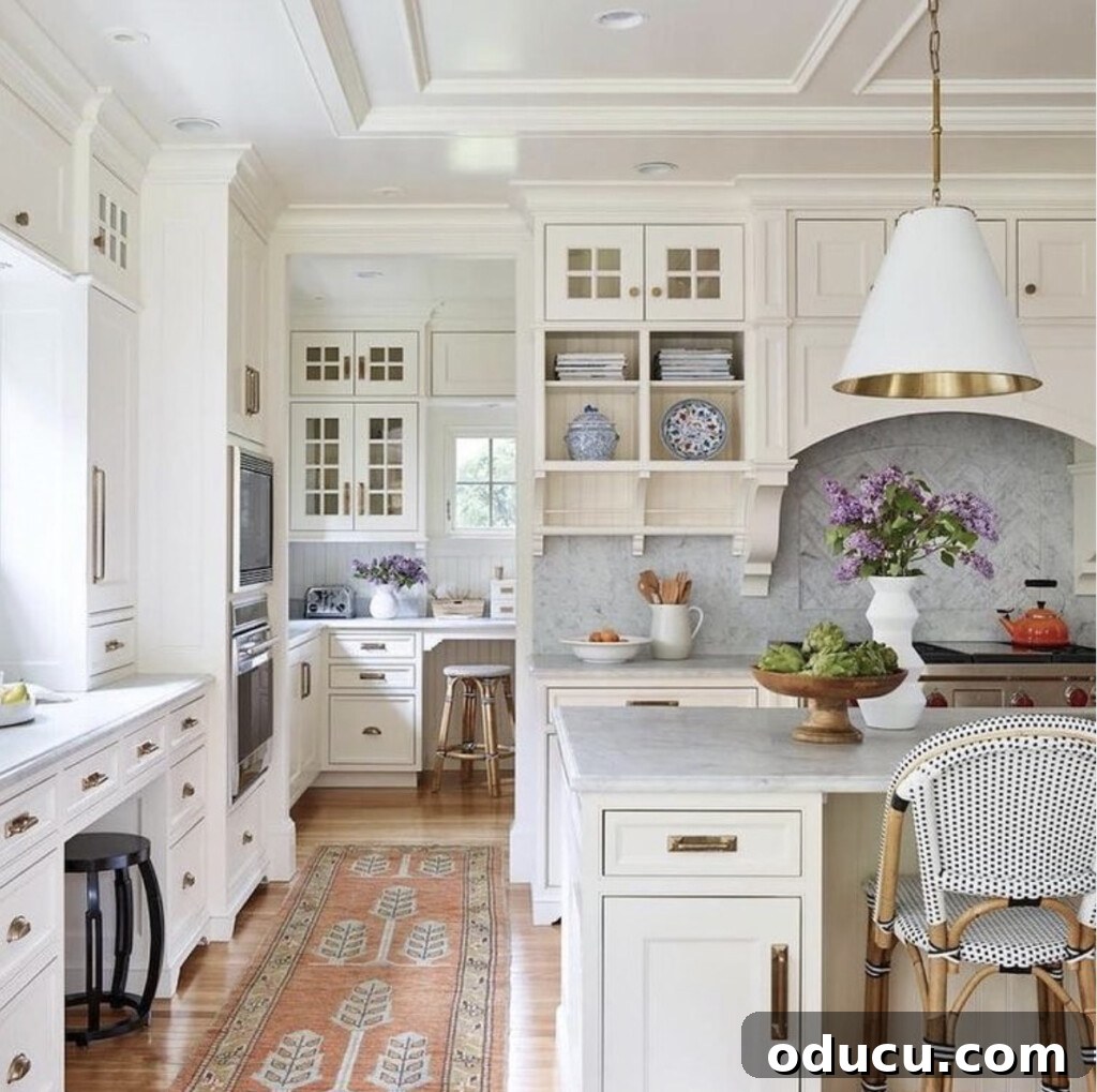 Trendspotting 3 Bright and airy white kitchen with modern farmhouse touches, showcasing elegant simplicity and functional design.