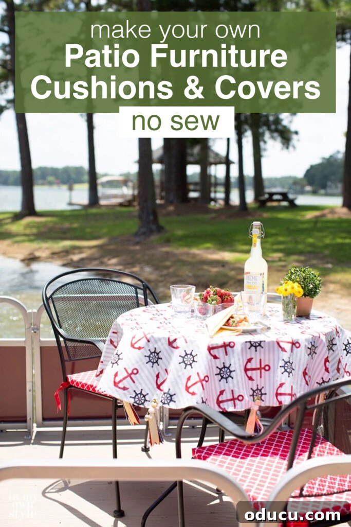 Speedy Wrought Iron Patio Cushions DIY for Any Chair 8 Outdoor wrought iron patio table and chairs set for lunch along the shores of a lake.