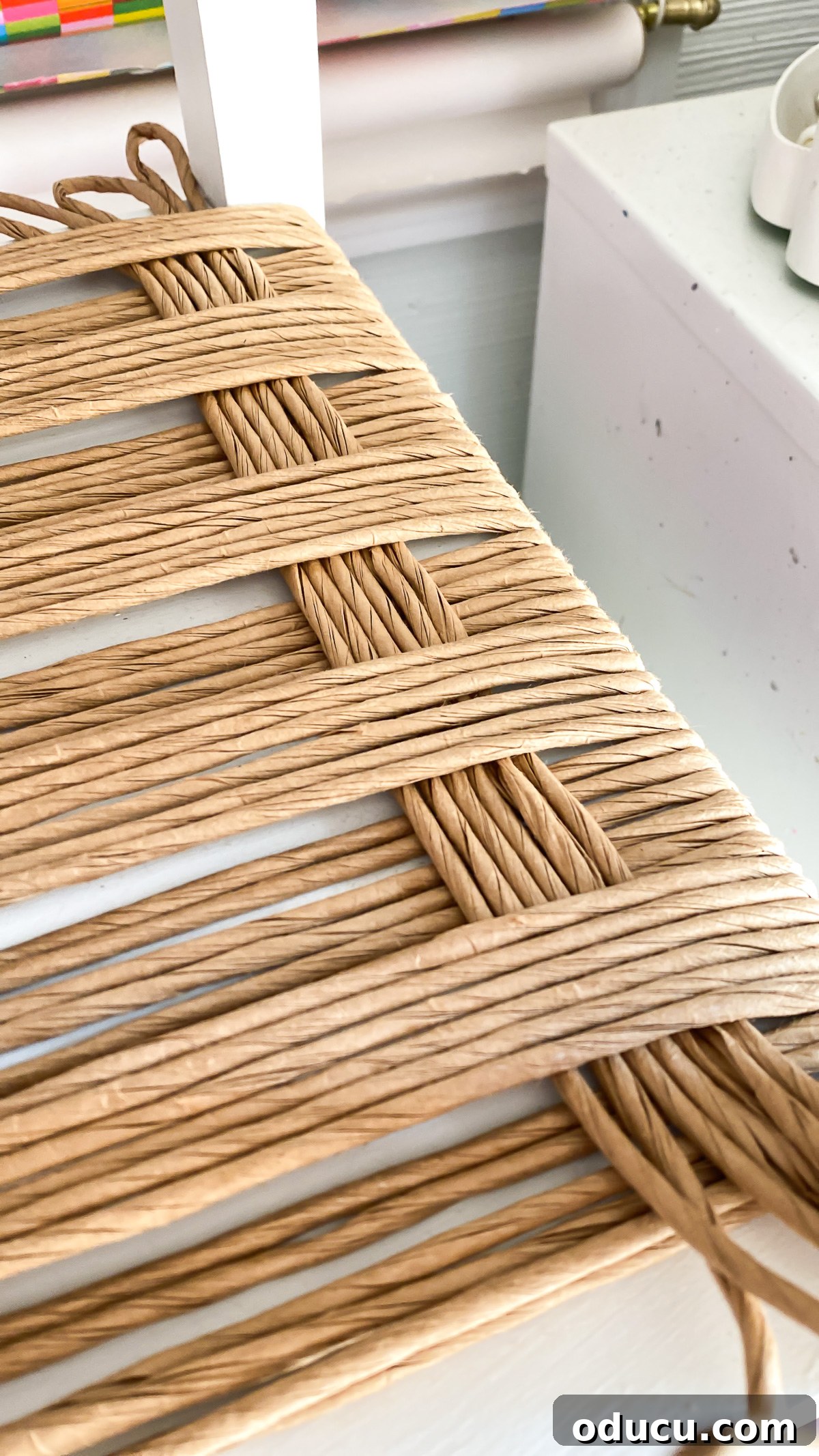 Designer Dupe Two-Tier End Table Makeover 20 Illustrations of different weave designs for an end table, including a 6-cord weave, demonstrating various textural possibilities.