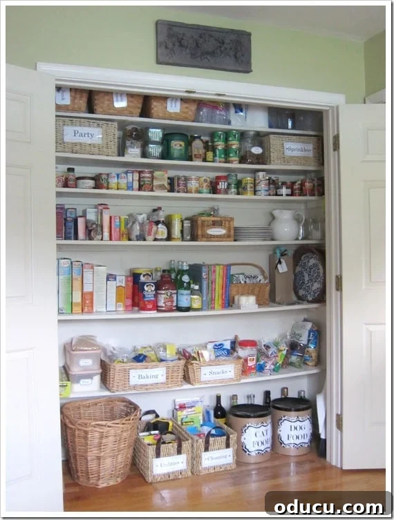 From Coat Closet Chaos to Organized Pantry Perfection 5 Open doors to a DIY large pantry for full visibility
