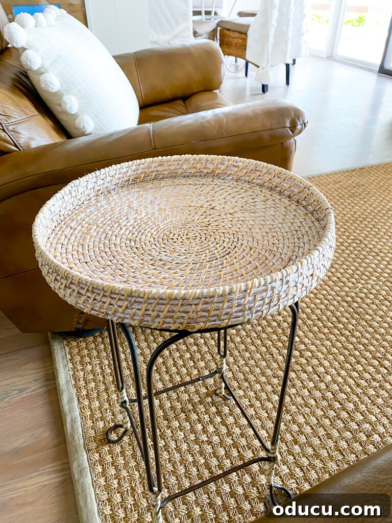 Reinvent Your Bar Stool as a Chic Accent Table 9 Looking down at a completed repurposed bar stool into a side table, showing the secure tray.